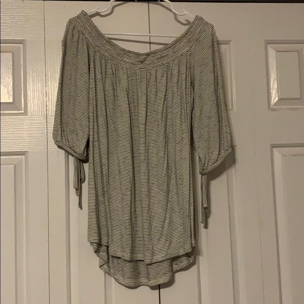 Black & White Striped Off-Shoulder Top